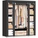 1pc Freestanding Clothes Rack With NonPortable Wardrobe Closet, -Woven Dust Cover, 12 Compartments Storage Organizer, 59 X 17.7 X 69 Inches, Black, For Bedroom And Home Organization_maomaolike.com