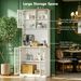 Kitchen Pantry Cabinet Freestanding Storage Cabinet With Hutch, Large Countertop, Glass Doors And Adjustable Shelves_maomaolike.com