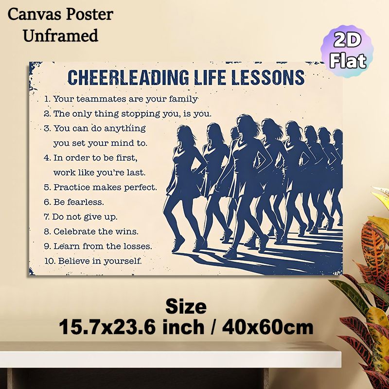 Cheerleading Life Lessons Painting Poster, Vintage-style Cheerleader Silhouette & Inspirational Rules Poster, Motivational Cheer-themed Decor Ideal_maomaolike.com