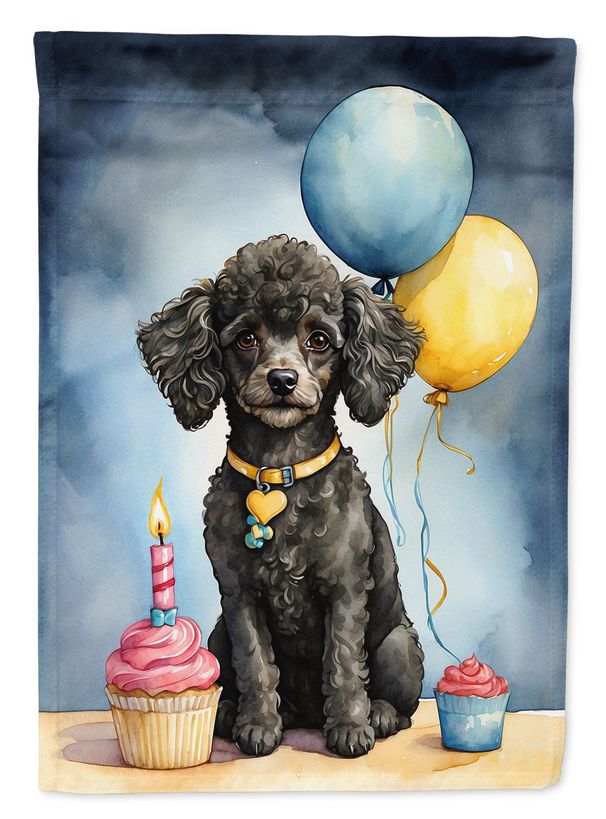 Black Toy Poodle Happy Birthday House Flag Large Porch Sleeve Pole Decorative Outside Yard Banner Artwork Wall Hanging, Polyester, House Size, Multicolor_maomaolike.com