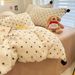 Wholesale Korean Style Rex Rabbit Fur Ball Cute Polka Dot Milk Four-Piece Autumn Winter Double-Sided Velvet Warm 4-Piece Set_maomaolike.com