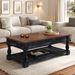 Retro Lift-Top Coffee Table With Storage For Living Room, Hidden Compartment & Lower Shelf, Espresso & Weathered Black Finish_maomaolike.com