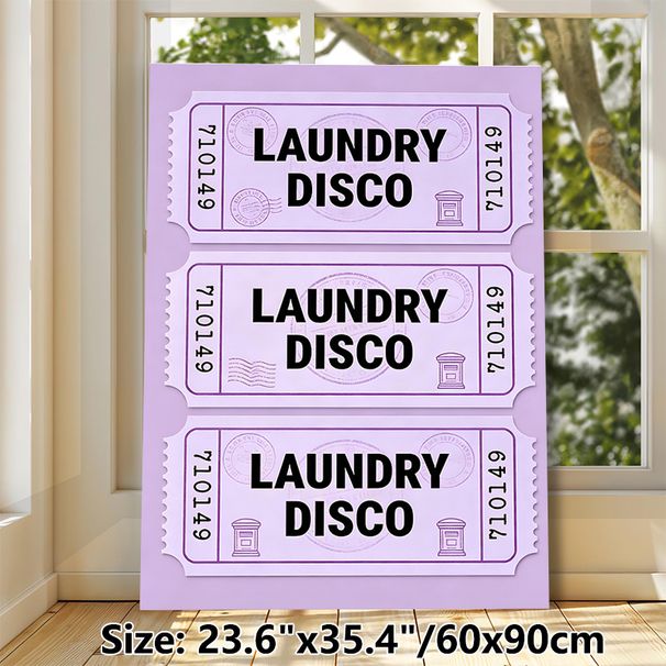 Laundry Disco Ticket Themed Painting Poster, Playful Vintage Ticket-style Poster, Whimsical Purple-toned Design Brings Lighthearted Touch, Ideal For_maomaolike.com