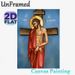 Jesus Crucifixion Painting Poster, Traditional Religious Icon-style Poster, Reverent Depiction Of Jesus With Crown Of Thorns And Red Robe, Suitable_maomaolike.com