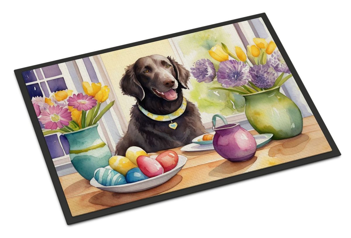 Decorating Easter Curly-Coated Retriever Doormat Front Door Mat Indoor Outdoor Rugs For Entryway, Non Slip Washable Low Pile, 24H X 36W_maomaolike.com