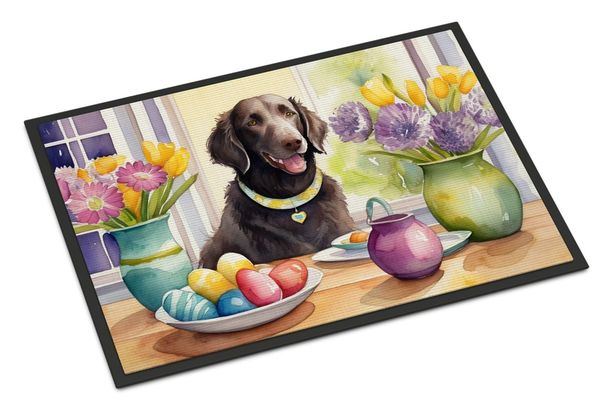 Decorating Easter Curly-Coated Retriever Doormat Front Door Mat Indoor Outdoor Rugs For Entryway, Non Slip Washable Low Pile, 24H X 36W_maomaolike.com