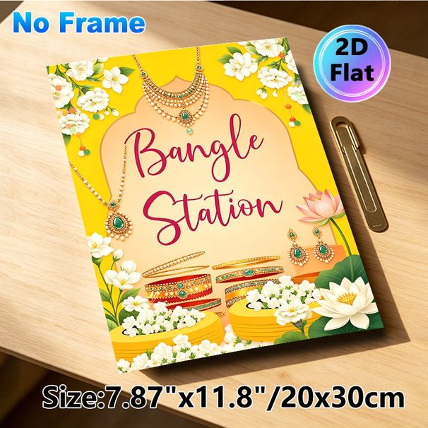 Bangle Station Painting Poster, Vibrant Indian-inspired Ornate Jewelry & Floral Poster, Eye-catching Cultural Decor Ideal For Wedding Events, Festive_maomaolike.com