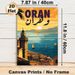 Oran Coastal City Sunset Painting Poster, Vibrant Retro-style Warm Sunset Over Coastal Town With Sailboats Poster, Nostalgic Travel Vibe Decor For_maomaolike.com