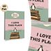 Book & Penguin Themed Painting Poster, Pastel-toned Vintage Typographic Poster, Warm Nostalgic Design Featuring "I Love This Place" Text, Ideal For_maomaolike.com
