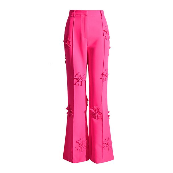 Women's Clothing new fashion brand double breasted three dimensional flower patchwork suit + high waisted flared pants two piece suit for women_maomaolike.com