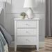 WOODEEM Fluted White Nightstand For Living Room Bedroom, 3 Drawers Side Table, Wavy Bedside End Table Light Gold Handle, 24 Inch_maomaolike.com