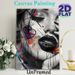 Graffiti Style Female Portrait Painting Poster, Bold Monochrome Face With Colorful Splash & Heart Element Poster, Edgy Artistic Decor For Bedroom_maomaolike.com
