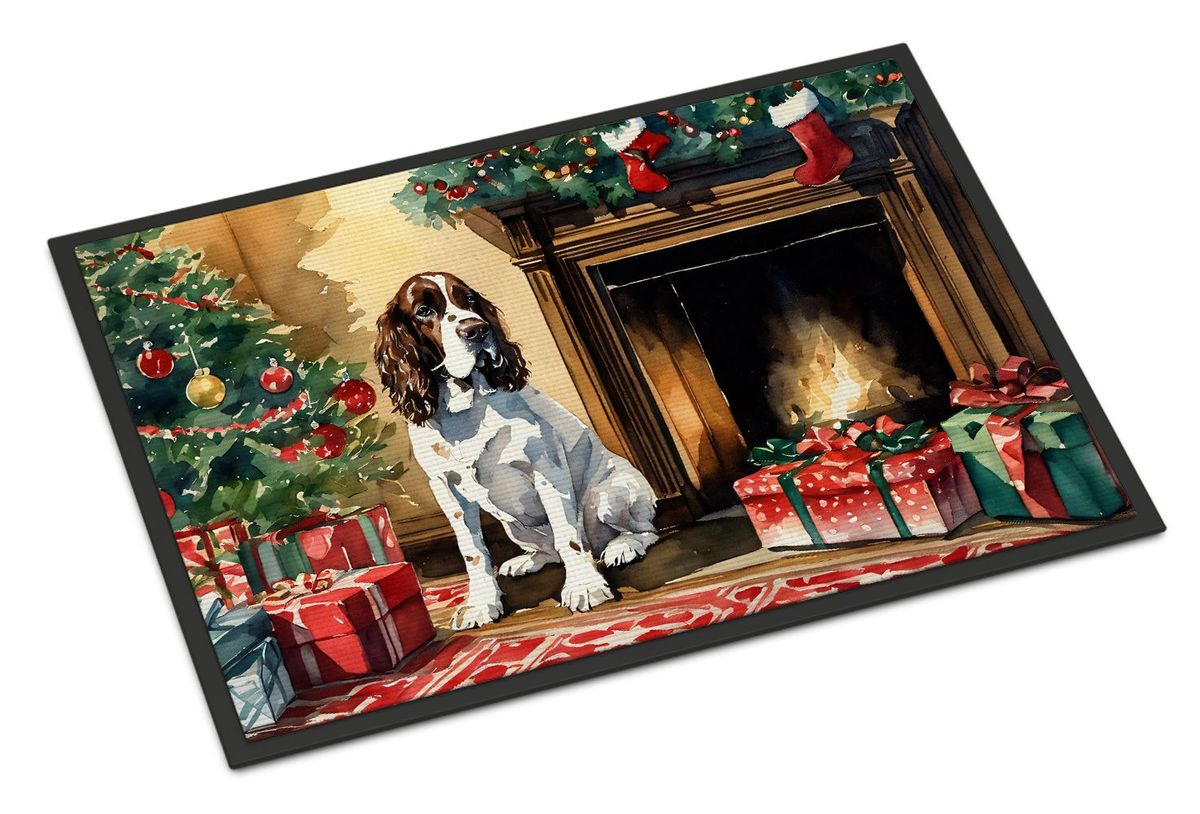 English Springer Spaniel Cozy Christmas Doormat Front Door Mat Indoor Outdoor Rugs For Entryway, Non Slip Washable Low Pile, 24H X 36W_maomaolike.com