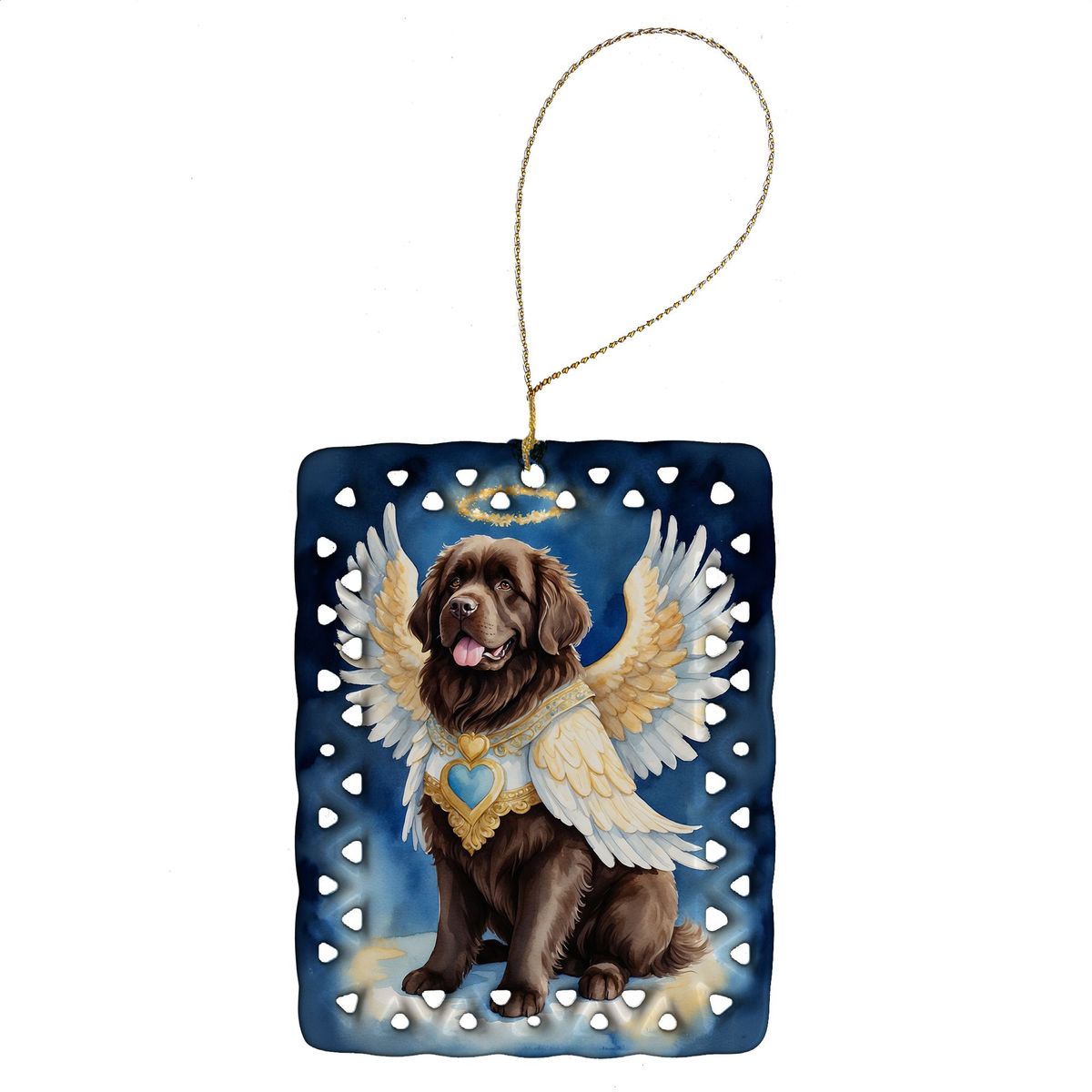 Newfoundland My Angel Porcelain Ornament Christmas Tree Hanging Decorations For Home Christmas Holiday, Rectangle, Gift, Multicolor_maomaolike.com
