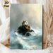 Seaside Cottage On Rock Painting Poster, Soft-toned Impressionist Stormy Sea Scene Poster, Calming Dramatic Coastal Artwork Ideal For Living Room_maomaolike.com
