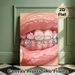 Glittery Teeth & Lips Painting Poster, Shiny Glamorous Stylized Art Poster, Eye-catching Sparkling Diamond-adorned Dental Design, Suitable For Bedroom_maomaolike.com