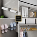 No-Drill Bathroom Wall-Mounted Towel Holder Single Rod Storage Rack Toilet Washroom Organizer_maomaolike.com