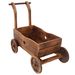 Wooden Wagon Planter Box, Mobile Garden Planter With 4 Wheels, Handle, Drain Hole, Decorative Flower Planter For Indoor & Outdoor Decor, Wooden Flower Cart For Patio, Garden, Balcony, Brown_maomaolike.com