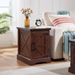 Farmhouse End Table Nightstand Rectangular Farmhouse End Table With Barn Door And Adjustable Storage Shelf, Rustic Sofa Side Table For Living Room, Bedroom_maomaolike.com