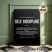 Self Discipline Themed Painting Poster, Sleek Black & White Typographic Poster, Motivational Decor To Enhance Focus, Suitable For Office, Study Space_maomaolike.com