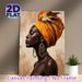 African Woman Portrait Painting Poster, Vibrant Textured Oil Style Poster, Elegant Figure In Orange Headwrap With Golden Jewelry, Artistic Cultural_maomaolike.com