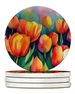 Tulips In Watercolor Large Sandstone Coasters Pack Of 4 Absorbent Round Coasters Decor Gifts For Men Or Women, 4 In, Multicolor_maomaolike.com