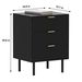 WOODEEM Fluted Black Nightstand 3 Drawers, 19" Small Bedroom 26" Tall Bedside Night Stand, Mid Century Modern Bed Side Couch End Table Living Room, Light Gold Handle_maomaolike.com