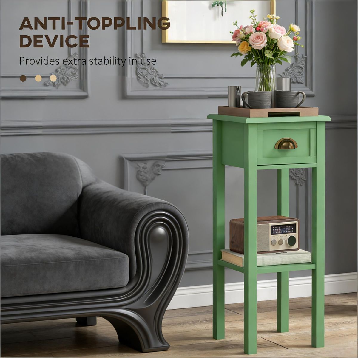 2-Tier Side Table With Drawer Shelf, End Table_maomaolike.com