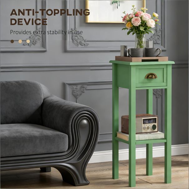 2-Tier Side Table With Drawer Shelf, End Table_maomaolike.com