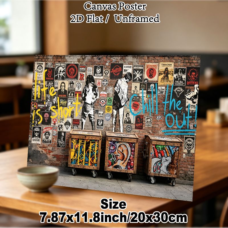 Street Graffiti Punk Painting Poster, Vibrant Vintage Punk Rock Sticker-covered Brick Wall Art Poster, Eye-catching Urban Street Decor Ideal For_maomaolike.com