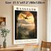 Basgiath Dragon & Castle Painting Poster, Atmospheric Fantasy Style Poster, Captivating Scene Of Dragon Flying Over Misty Mountain Castle At Golden_maomaolike.com