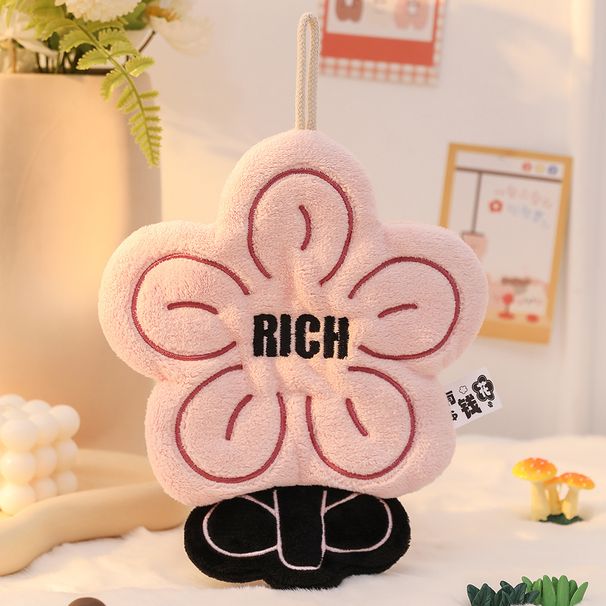 Rich Flower Coral Fleece Thickened Hand Towel Kitchen Hanging Dual Purpose Towel Absorbent Quick Drying Square Towel Does Not Shed Hair_maomaolike.com