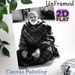 Elderly Man Themed Painting Poster, Monochrome Portrait Of Smiling Elderly Man With Prayer Beads Poster, Peaceful Nostalgic Decor Ideal For Living_maomaolike.com