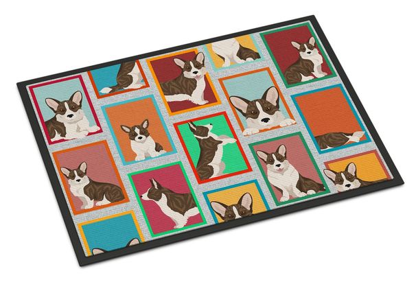 Lots Of Brindle Cardigan Corgi Doormat Front Door Mat Indoor Outdoor Rugs For Entryway, Non Slip Washable Low Pile, 24H X 36W_maomaolike.com