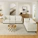 2-Piece Chenille Fabric Upholstered Living Room Furniture Set, Including 3-Seater Sofa And Loveseat Sofa With Seat And Back Cushion(Beige White)_maomaolike.com