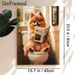 Pomeranian Dog Painting Poster, Warm-toned Whimsical Pet Scene Poster, Funny Lighthearted Design Ideal For Bathroom Wall Decor_maomaolike.com