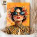 Floral Fashion Lady Painting Poster, Vibrant Artistic Portrait Poster, Eye-catching Chic Decor Featuring Lady With Floral Crown & Sunglasses, Ideal_maomaolike.com