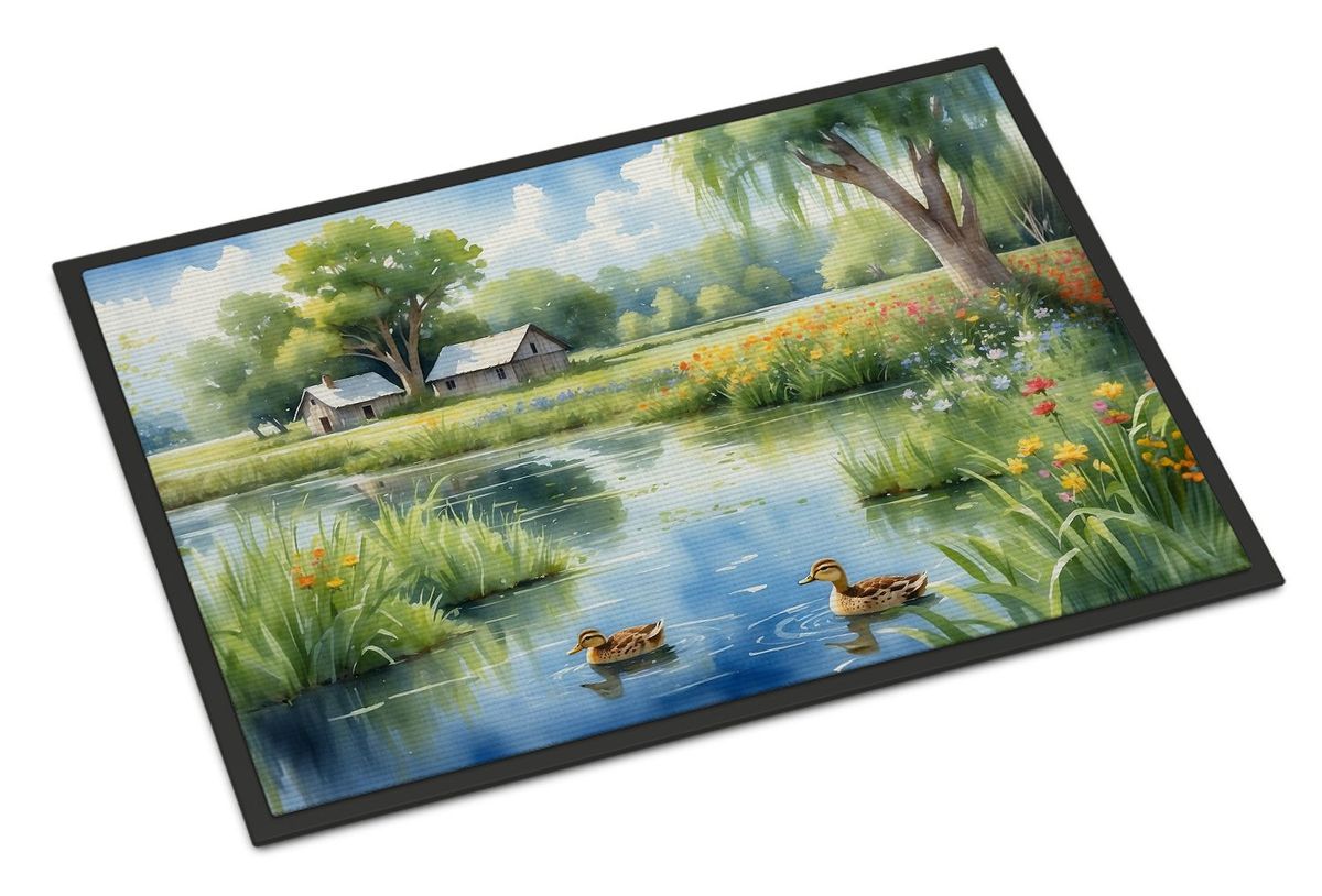 Mother Duck Doormat Front Door Mat Indoor Outdoor Rugs For Entryway, Non Slip Washable Low Pile, 24H X 36W_maomaolike.com