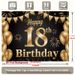 18th Birthday Party Backdrop - 2D Flat Polyester Banner With Golden Black Balloons, Confetti, Photo Booth Props, Party Decor_maomaolike.com