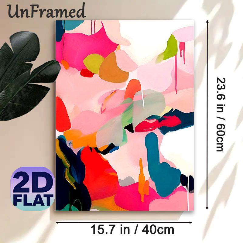 Abstract Colorful Art Painting Poster, Vibrant Fluid Color-block Abstract Poster, Adds Artistic Visual Charm, Suitable For Living Room, Bedroom And_maomaolike.com