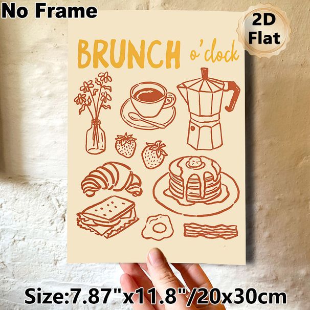 Brunch Themed Painting Poster, Warm-toned Hand-drawn Brunch Food Illustration Poster, Cozy Dining Vibe Decor Ideal For Kitchen & Dining Room_maomaolike.com