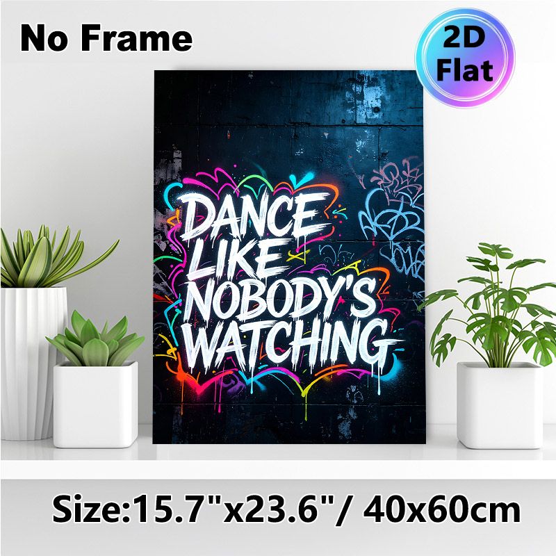 Dance Quote Painting Poster, Vibrant Neon Graffiti Typography Poster, Motivational Expressive Decor Suitable For Dance Studio, Living Room, Bedroom_maomaolike.com