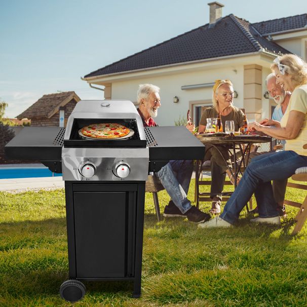 2 Burner Gas Grill And Pizza Oven For Outdoor Cooking While Camping Or Tailgating._maomaolike.com