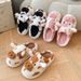 Women's Winter Warm Cartoon Cow Closed Toe Non Slip Furry House Shoes Women Indoor Bedroom Thick Sole Plush Slippers_maomaolike.com