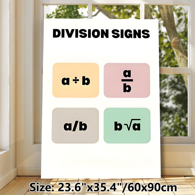Division Signs Math Educational Painting Poster, Pastel-colored Minimalist Poster, Clear Division Symbols Display To Aid Math Notation Learning_maomaolike.com