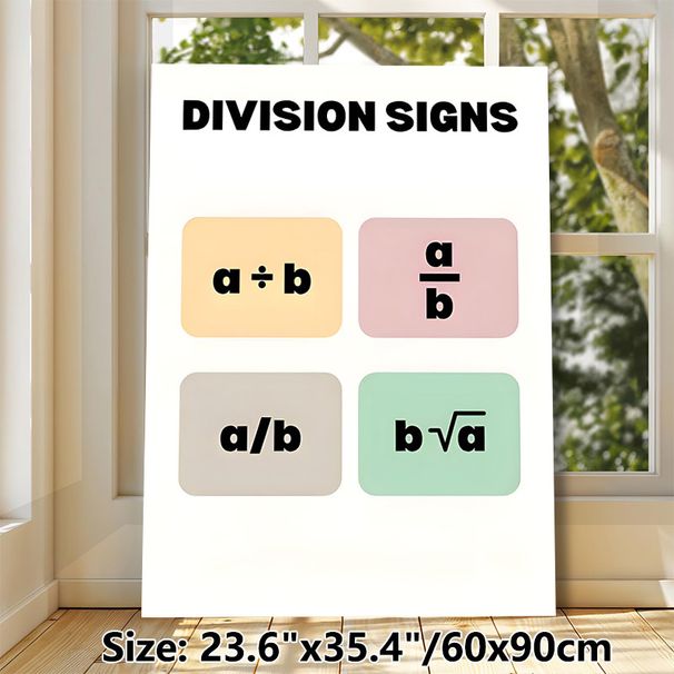 Division Signs Math Educational Painting Poster, Pastel-colored Minimalist Poster, Clear Division Symbols Display To Aid Math Notation Learning_maomaolike.com