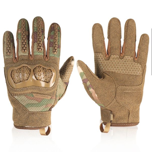 Camouflage tactical gloves dedicated CS exoskeleton protection five finger touch screen anti collision non slip wear resistant outdoor cycling gloves_maomaolike.com