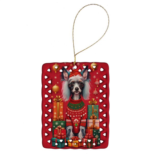Chinese Crested Holiday Christmas Porcelain Ornament Christmas Tree Hanging Decorations For Home Christmas Holiday, Rectangle, Gift, Multicolor_maomaolike.com
