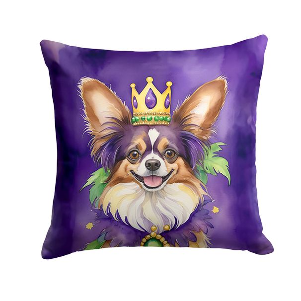 Papillon King Of Mardi Gras Throw Pillow Machine Washable, Indoor Outdoor Decorative Pillow For Couch, Bed Or Patio, 14Hx14W_maomaolike.com
