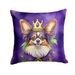 Papillon King Of Mardi Gras Throw Pillow Machine Washable, Indoor Outdoor Decorative Pillow For Couch, Bed Or Patio, 14Hx14W_maomaolike.com